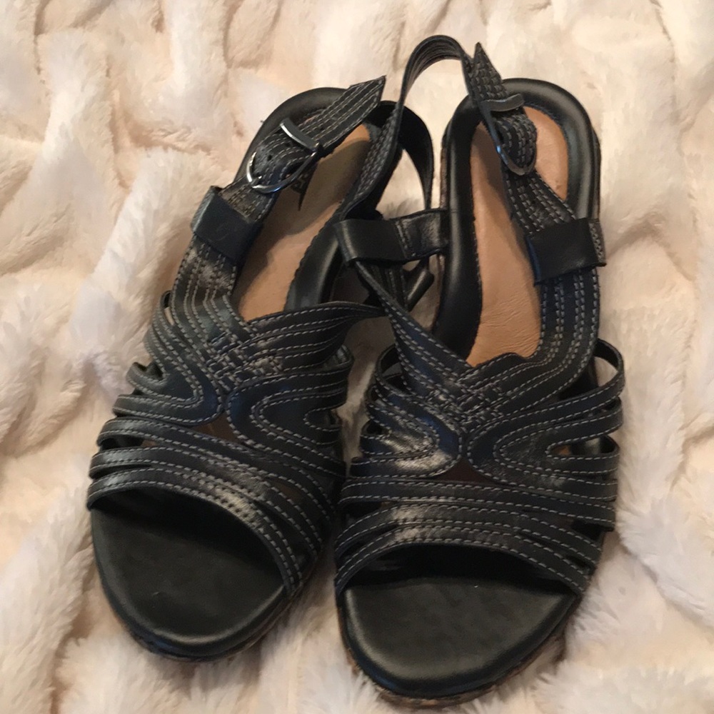 Earth Women’s Black Wedge Sandals
